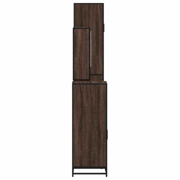 Set de mobilier de baie din 4 piese din lemn de stejar maro - Img 6