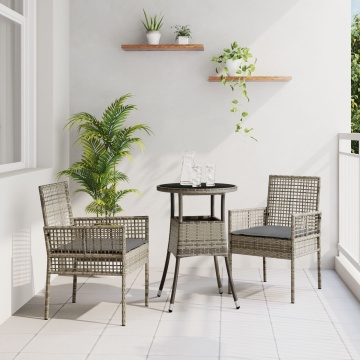 Set de Mobilier pentru Dining Set de 3 Gri Ratan Rezistent - Img 1