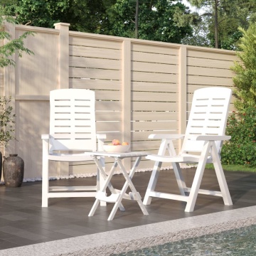 Set de mobilier pentru grădină, 3 piese, alb, polipropilenă - Img 1