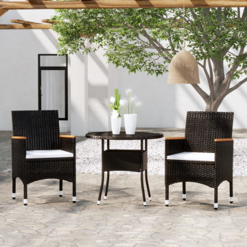 Set de mobilier pentru grădină, 3 piese, negru, poliratan - Img 1