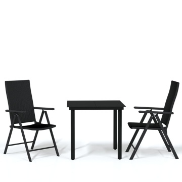 Set de mobilier pentru grădină, 3 piese, negru - Img 2