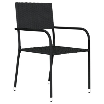 Set de mobilier pentru grădină, 3 piese, negru - Img 4
