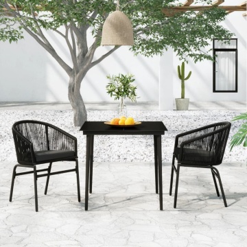 Set de mobilier pentru grădină, 3 piese, negru - Img 1