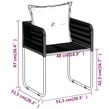 Set de mobilier pentru grădină, 3 piese, negru - Img 7