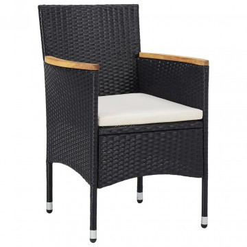 Set de mobilier pentru grădină, 5 piese, negru, poliratan - Img 3