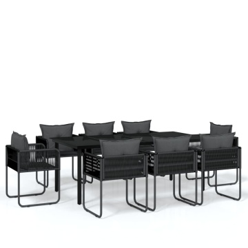 Set de mobilier pentru grădină, 9 piese, negru - Img 2
