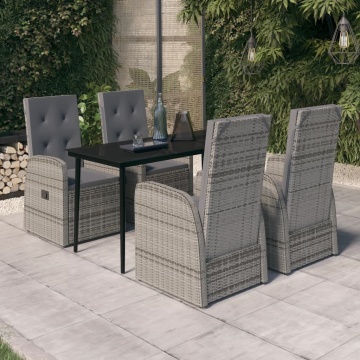 Set de mobilier pentru grădină, cu perne, 5 piese, gri - Img 1