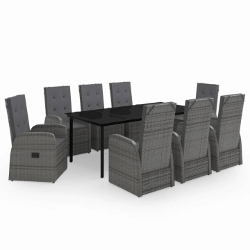 Set de mobilier pentru grădină, cu perne, 9 piese, gri - Img 2