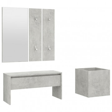 Set de mobilier pentru hol, gri beton, lemn prelucrat - Img 2
