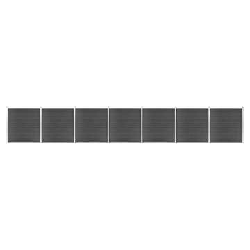 Set de panouri de gard, negru, 1218x186 cm, WPC - Img 1