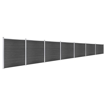 Set de panouri de gard, negru, 1218x186 cm, WPC - Img 2