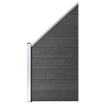 Set de panouri de gard, negru, 446x (105-186) cm, WPC - Img 2