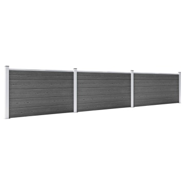 Set de panouri de gard, negru, 526 x 105 cm, WPC - Img 2