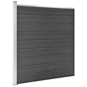 Set de panouri de gard, negru, 965x(105-186) cm, WPC - Img 4