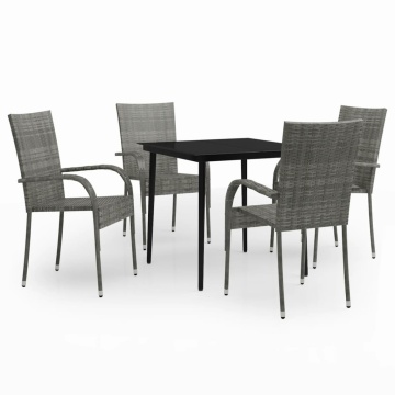 Set de servit masa pentru grădină, 5 piese, gri și negru - Img 2