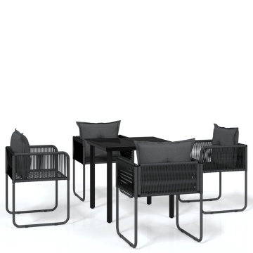 Set de servit masa pentru grădină, 5 piese, negru - Img 2