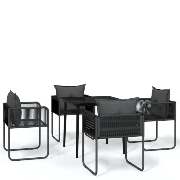Set de servit masa pentru grădină, 5 piese, negru - Img 2