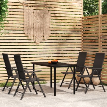 Set de servit masa pentru grădină, 5 piese, negru - Img 1