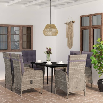 Set de servit masa pentru grădină, 7 piese, gri și negru - Img 1