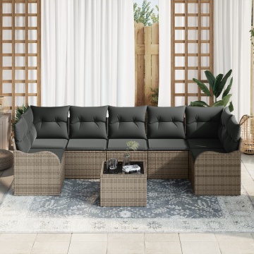 Set de Sofa pentru Grădină cu Perne Gri Poliratan, Sofa pentru Grădină cu 2 Locuri cu Perne Gri Poliratan - Img 3