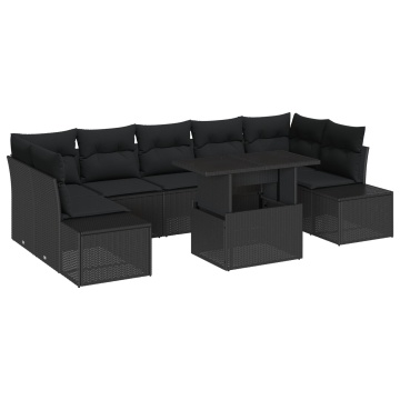 Set de Sofa pentru Grădină Set de 8 Gri Închis Poli Ratan - Img 2