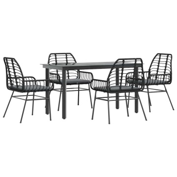 Set de sufragerie de grădină 5 piese neagră Sticlă Poly Rattan - Img 2