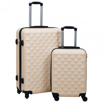 Set de valize cu carcasă rigidă, 2 piese, auriu, ABS - Img 1