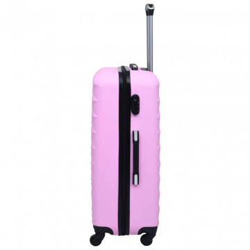 Set de valize cu carcasă rigidă, 2 piese, roz, ABS - Img 4