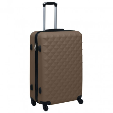 Set de valize cu carcasă rigidă, 3 piese, maro, ABS - Img 2