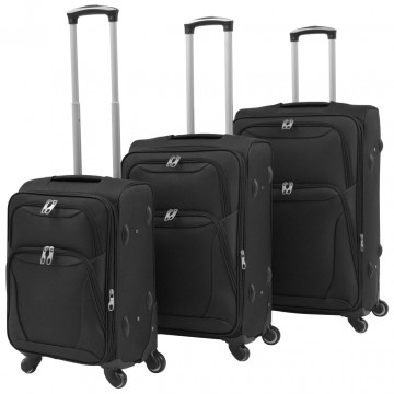 Set de valize din material textil, 3 piese, negru - Img 1