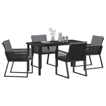Set Dining Grădină 5 Piese cu Perne Negru Poliratan - Img 3