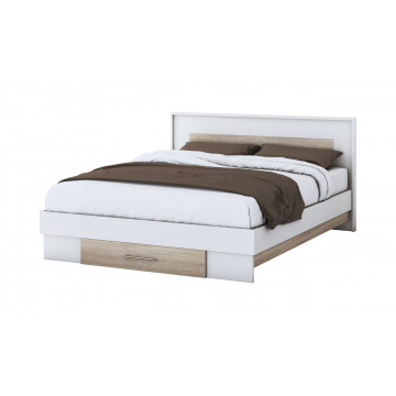 Set dormitor Beta, alb / sonoma, dulap 150 cm, pat 140×200 cm, 2 noptiere, comoda - Img 3