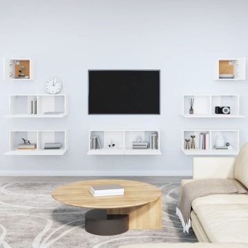 Set dulap TV, 7 piese, alb, lemn prelucrat - Img 3