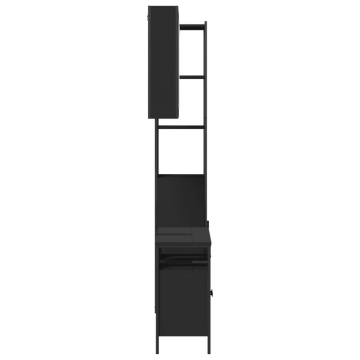 Set dulapuri de baie, 3 piese, negru, lemn prelucrat - Img 6