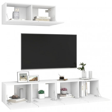 Set dulapuri TV, 3 piese, alb, lemn prelucrat - Img 3