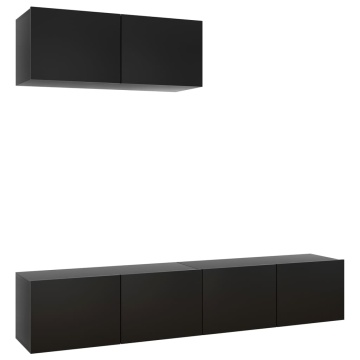 Set dulapuri TV, 3 piese, negru, lemn prelucrat - Img 2