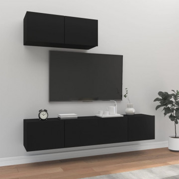 Set dulapuri TV, 3 piese, negru, lemn prelucrat - Img 1