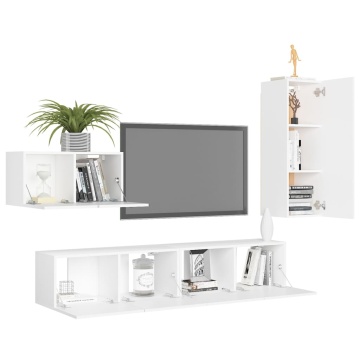 Set dulapuri TV, 4 piese, alb, lemn prelucrat - Img 3