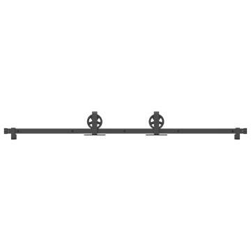 Set feronerie pentru ușă glisantă, negru, 183 cm, oțel - Img 2
