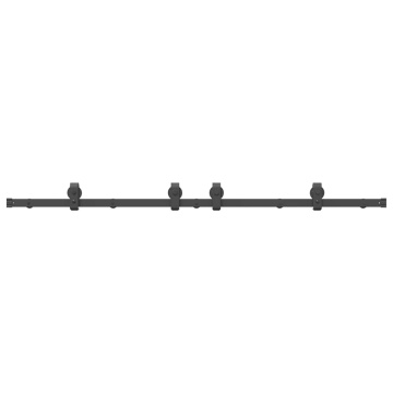 Set feronerie pentru ușă glisantă, negru, 183 cm, oțel - Img 2