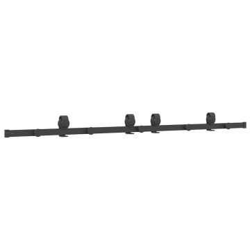 Set feronerie pentru ușă glisantă, negru, 183 cm, oțel - Img 6
