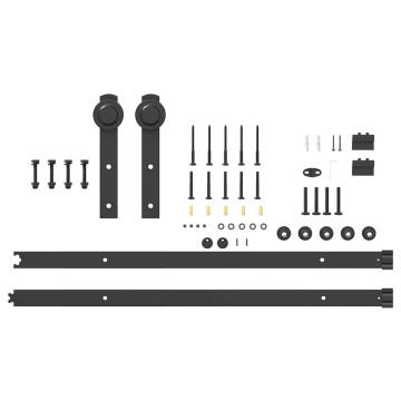 Set feronerie pentru ușă glisantă, negru, 183 cm, oțel - Img 8