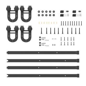 Set feronerie pentru ușă glisantă, negru, 183 cm, oțel - Img 5