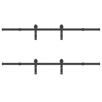 Set feronerie pentru ușă glisantă, negru, 183 cm, oțel - Img 5