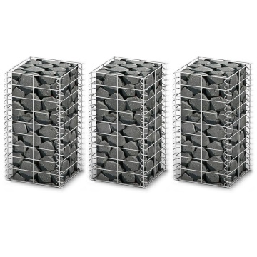 Set gabioane, 3 buc., sârmă galvanizată, 25 x 25 x 50 cm - Img 1