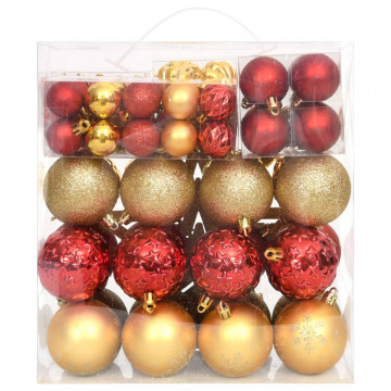 Set globuri de Crăciun, 70 piese, auriu și roșu - Img 3