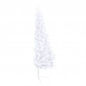 Set jumătate brad Crăciun artificial LEDuri&globuri, alb 210 cm - Img 4