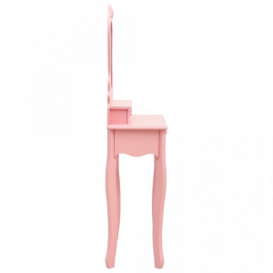 Set masă de toaletă cu taburet roz 50x59x136 cm lemn paulownia - Img 8