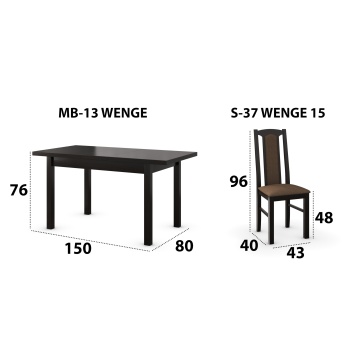 Set masa extensibila 120x150cm cu 4 scaune tapitate, mb-13 max5 si s-37 boss7 w15, wenge, lemn masiv, stofa - Img 7