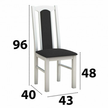 Set masa extensibila 120x150cm cu 6 scaune tapitate, mb-13 max5 si s-37 boss7 b22, alb, lemn masiv de fag, stofa - Img 8